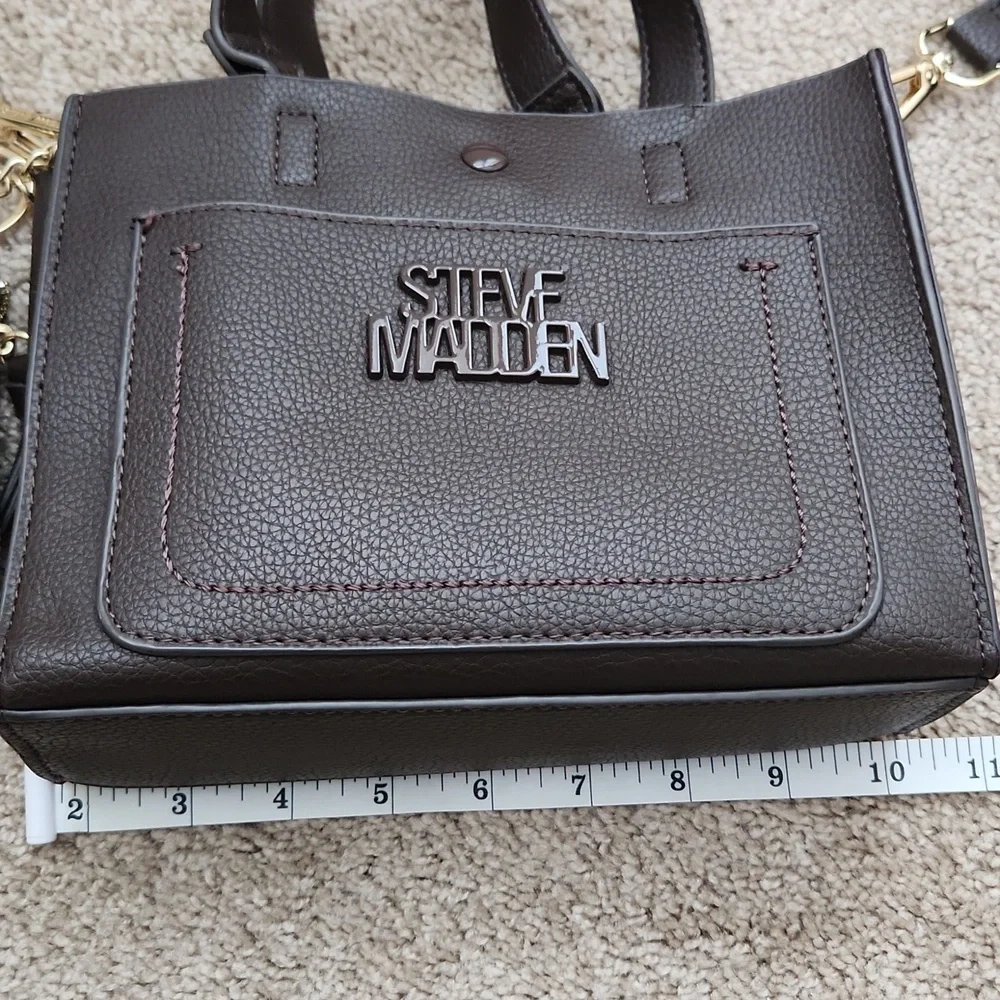 Steve Madden Black Crossbody Bag with Brown Strap - Picture 6 of 8